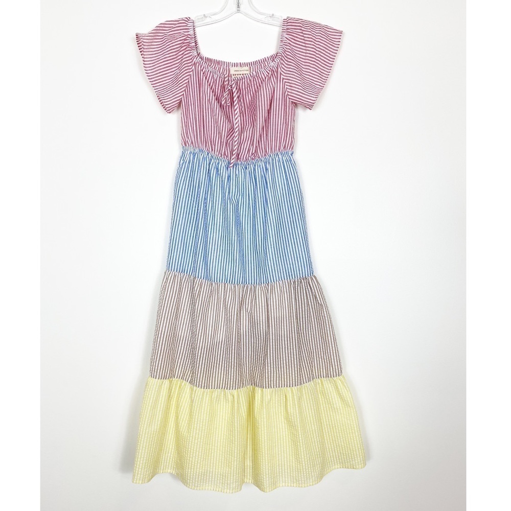 𝅺Urban Outfitters Seersucker Midi Dress Extra Small NWT Coastal Cottagecore Pink